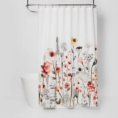 Floral Bathroom Curtain, Target Floral Shower Curtain, Floral Bath Mat, Target Shower Curtain, Shower Curtain Target, Balinese Bathroom, Happy Bathroom, Mushroom Vibes, Girly Shower Curtain