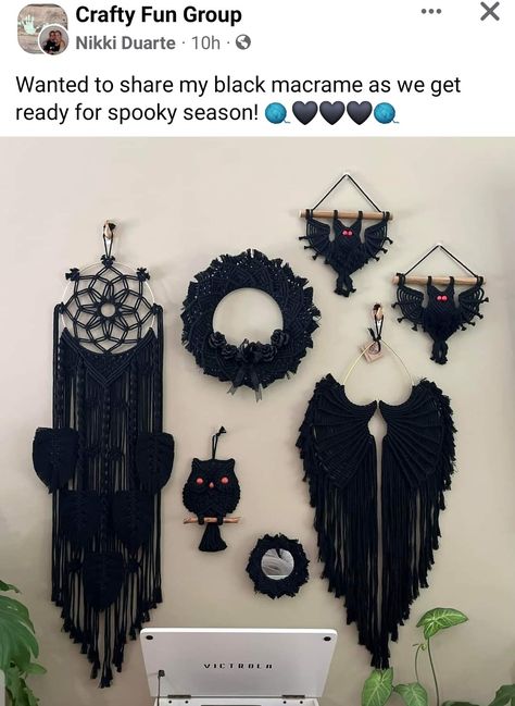 Halloween Macrame Wall Hanging, Goth Macrame, Tavern Aesthetic, Macrame Patterns Tutorials, Macrame Patterns, Macrame Wall, Macrame Wall Hanging, Palace, Macrame