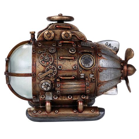 Here is a highly detailed hand painted resin Steampunk Submarine with LED Lights included. Steampunk Submarine, Décor Steampunk, Steampunk Machines, Steampunk Ship, Steampunk Items, Steampunk Artwork, Steampunk Airship, Steampunk Aesthetic, Steampunk House