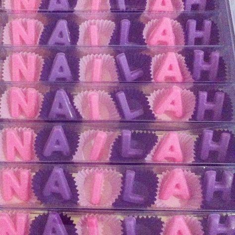 Nailah #chocolatepraline #chocolateaddict #chocolatename #goodiebag #DapurBuLan Lylah Name Necklace, Watermelon, Fruit