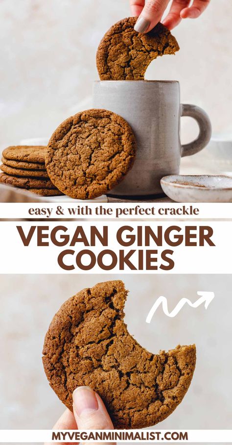 Vegan Ginger Cookies, Ginger Cookies Recipe, Vegan Xmas, Whole Foods Vegan, Vegan Holiday Recipes, Vegan Cookie, Vegan Baking Recipes, Ginger Biscuits, Ultimate Cookies