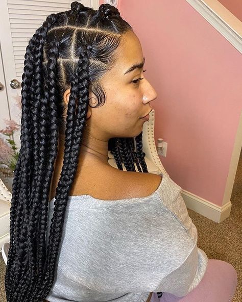 Large Knotless, Knotless Box Braids, Big Box Braids, Big Box Braids Hairstyles, Jumbo Box Braids, Long Box Braids, Box Braids Hairstyles For Black Women, Braids Hairstyles Pictures, Twist Braid Hairstyles