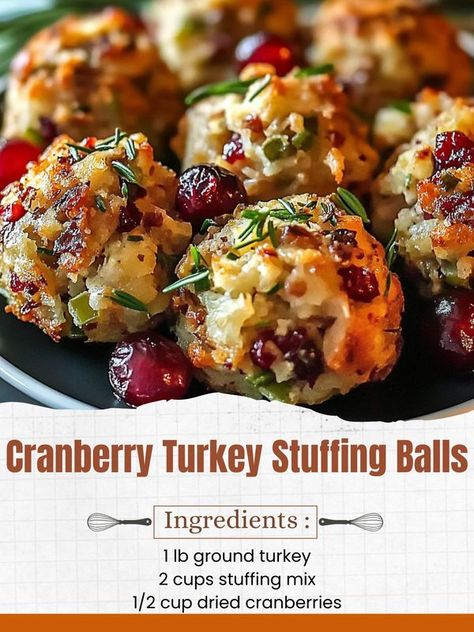 Creative Cookery Turkey Balls, Stuffing Balls Recipe, Cranberry Turkey, Stuffing Balls, Turkey Stuffing, Thanksgiving Cooking, Stuffing Mix, Thanksgiving Leftovers, Turkey Dinner