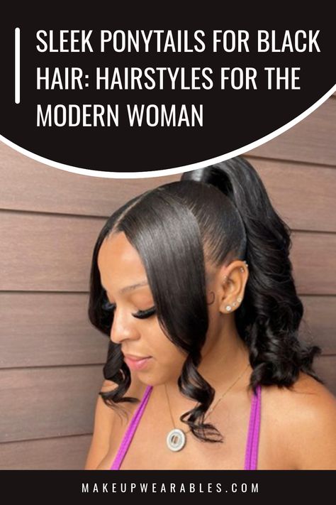 Sleek Ponytail Hairstyles For Black Hair Sophisticated Ponytail Hairstyles, Top Ponytail Black Women, Sleek Ponytail Natural Hair, Black Women Ponytail Hairstyles, Sleek Ponytail Weave, Ponytails For Black Women, Two Braids Style, Ponytail Hairstyles For Black Women, Four Braid