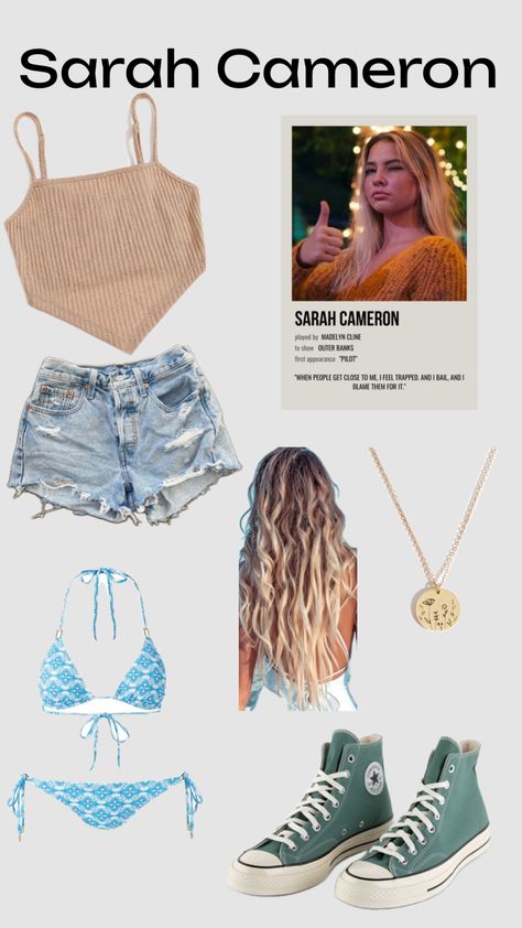 #outfitideas #beachvibes #outerbanks #sarahcameron #tv #madelinecline Outer Banks Outfits Sarah Cameron, Outerbanks Aethstetic Outfit, Kiera Outer Banks Outfits, Outer Banks Halloween Costumes, Outer Banks Costume, Kie Outer Banks Outfits, Outerbanks Aesthetic Outfits, Outer Banks Inspired Outfits, Sarah Cameron Outfits