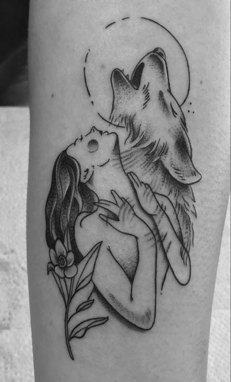 Wolves And Women Tattoo, She Wolf Tattoo, Realism Tattoo Ideas, Cool Animal Tattoos, Tattoo Upper Arm, Wolf Tattoos For Women, Fierce Tattoo, Animal Tattoos For Women, Best Leg Tattoos