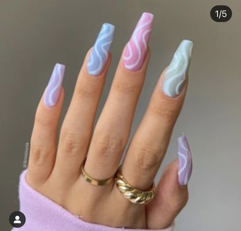 Funky Summer Acrylic Nails, Different Nail Art Designs, Acrylic Nails Coffin Spring, Spring Time Nails Acrylic, Spring Nails Coffin, Summer Nails Coffin, Pastel Nails Designs, Spring Acrylic Nails, Classy Acrylic Nails