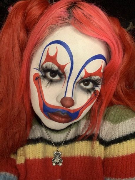 Weird Makeup Looks, Vintage Clown Makeup, Clown Makeup Looks, Haunted House Makeup, Cute Clown Makeup, Funky Makeup, Face Paint Makeup, Rave Makeup, Cute Clown