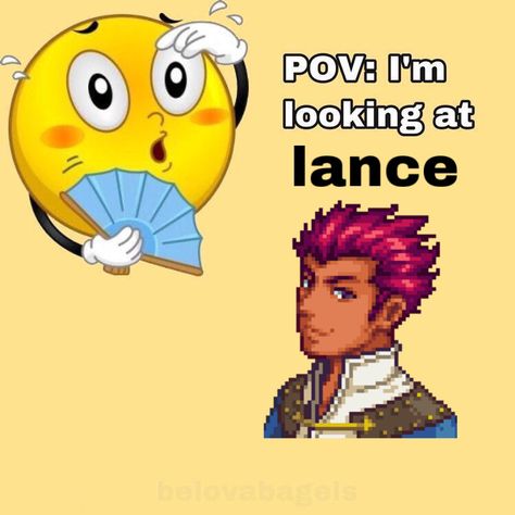 please give credit #stardewvalley #meme Lance Stardew Valley, Stardew Valley, Memes, Quick Saves