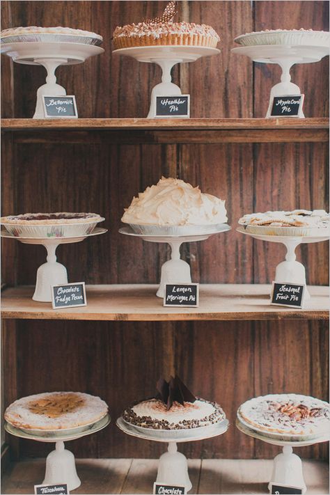 Weekend Favorites: Thanksgiving Menu Edition! | Ambitious Kitchen Pie Bar Wedding, Cakes And Pies, Wedding Pie, Dessert Bar Wedding, Wedding Cake Alternatives, Pie Shop, Crepe Cake, Naked Cakes, Wedding Dessert Table