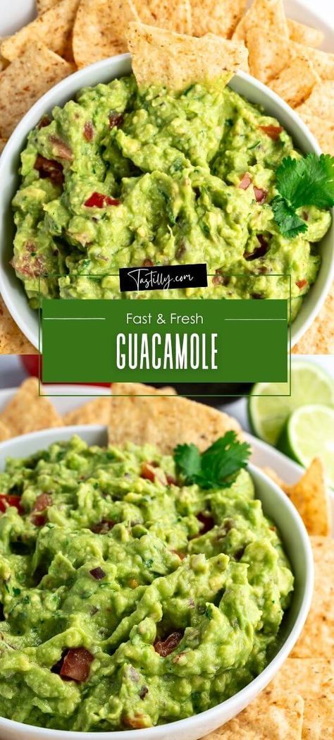 Guacamole: Fast & Fresh via @tastillyb Easy Guacamole Recipe Simple, Tableside Guacamole Recipe, Homemade Guacamole Easy, Guacamole Dip Recipes, Easy Guacamole Recipe, Mexican Dip, Homemade Guacamole Recipe, Mexican Dips, Guacamole Recipe Easy