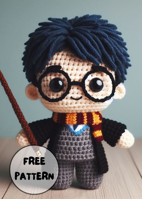 Free Crochet Harry Potter Amigurumi Pattern Harry Potter Free Crochet Patterns, Harry Potter Amigurumi Free Crochet, Harry Potter Amigurumi Patron Gratis, Harry Potter Crochet Patterns Free, Crochet Harry Potter, Amigurumi Harry Potter, Harry Potter Amigurumi, Disney Crochet Pattern, Harry Potter Pumpkin