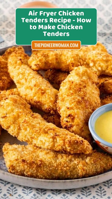 A healthier version of fried chicken, these air fryer tenders make a delicious dinner recipe. They're marinated in buttermilk and breaded in panko and parmesan. Air Fryer Panko Chicken Tenders, Buttermilk Chicken Tenders Air Fryer, Panko Chicken Tenders Air Fryer, Air Fryer Chicken Tenders Panko, Air Fryer Breaded Chicken Tenders, Panko Chicken Tenders, Buttermilk Fried Chicken Tenders, Air Fryer Recipes Chicken Tenders, Buttermilk Chicken Tenders