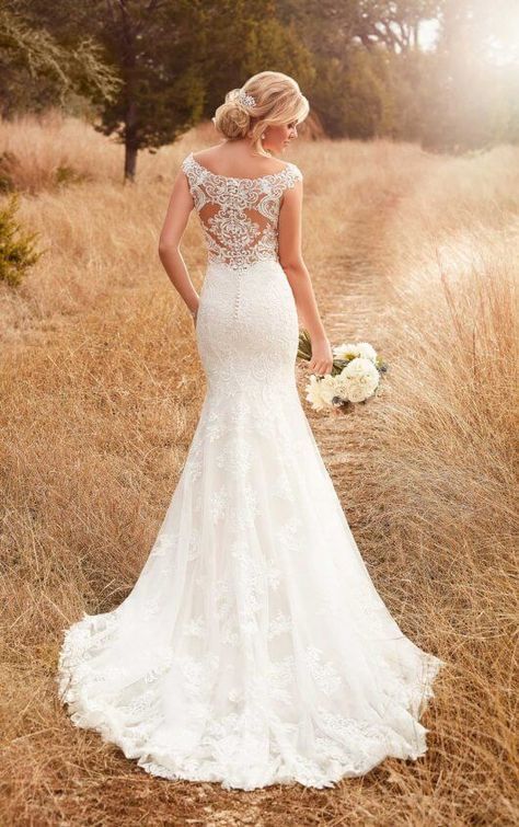 D2322 Column Backless Wedding Dress by Essense of Australia