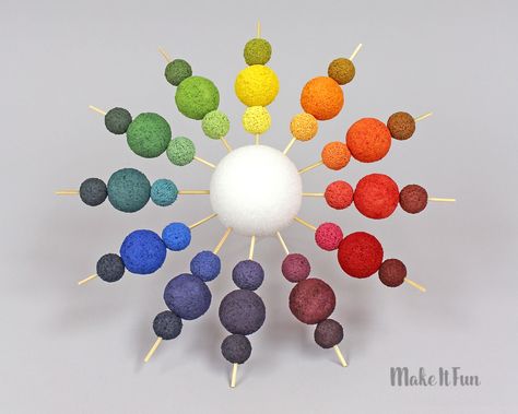 Teach color mixing with this fun 3D color wheel.  Students learn about color values, tints & shades while having a hands-on activity to keep them interested. 3d Color Wheel Projects Ideas, 3d Color Wheel Projects, 3d Color Wheel, Color Wheel Art Projects, Color Wheel Design, Color Wheel Projects, Mix Paint, Color Wheel Art, Stim Board