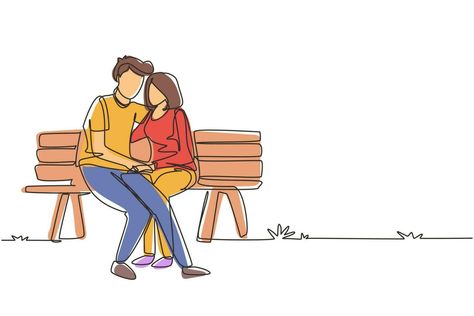 Couple Sitting Together Drawing, Couples Sitting Together Sketch, Couple Sitting Illustration, Couple On Bench Drawing, Couple Park Bench Aesthetic, Couples Sitting On A Bench, Man Sitting On Bench, Couple Sitting On Bench Silhouette, Drawing Romantic