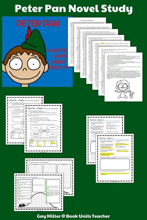 This post includes everything you need for a Peter Pan novel study - vocabulary, comprehension, and writing questions. Get Chapter 17 here. Study Vocabulary, Writing Questions, Peter Pan Book, Constructed Response, Novel Study, Writing Exercises, Vocabulary Practice, Middle Schoolers, Up Book