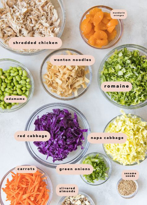 This Healthy Oriental Chicken Salad recipe is easy to make and made with a flavorful Asian inspired dressing. Great for meal prep and really gets us through the week! #chickensalad #orientalsalad #chinesesalad Healthy Salad Recipes Meal Prep, Copycat Granite City Asian Chicken Salad, Asian Salad With Chicken, Chicken And Rice Salad Recipes, Asian Chicken Salad Dressing, Asian Sesame Salad Dressing, Bekal Diet, Chopped Chicken Salad, Chicken Salad Dressing