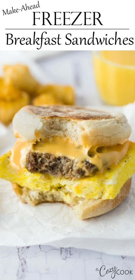 These make-ahead freezer breakfast sandwiches go from frozen to hot and ready in just 3 minutes! #breakfast #sandwiches #makeahead #freezermeal #mealprep Healthy English Muffin, English Muffins Sandwich, Breakfast Sandwiches Frozen, Breakfast Sandwich Recipes, Sausage Sandwiches, Make Ahead Breakfast Sandwich, Freezer Breakfast Sandwiches, Frozen Breakfast, Bacon Sausage