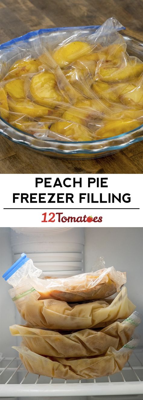 Peach Pie Freezer Filling?utm_source=12tomatoes Peach Pie Filling Recipes, Peach Pie Recipes, Peach Pie Filling, Freezer Food, Pie Filling Recipes, Peach Recipes, Yummy Deserts, Baking Hacks, Edible Creations