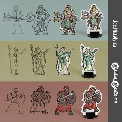 A Menagerie of Miniatures: Joe Nittoly's Fantasy Illustrations Paper Miniatures, Cybernetic Arm, Dnd Miniatures, Game Concept Art, Fantasy Miniatures, Fantasy Artist, Fantasy Rpg, Fantasy Illustration, Medieval Fantasy