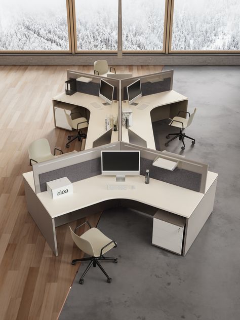 Atlante provides the classic office workstation. The user can have his own dedicated personal space where he can concentrate on his work. Office Workstations Design Workspaces, Workstation Design Office, Workstation Design, Workstation Ideas, Workstation Table, Workstations Design, Modern Office Desk, Architecture Design Drawing, Classic Office