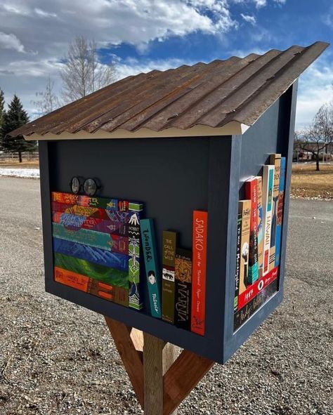 Diy Free Little Library, Free Little Library Ideas, Free Library Box Ideas, Little Free Library Ideas, Free Little Library, Outdoor Library, Little Free Library Plans, Dream Home Library, Tiny Library