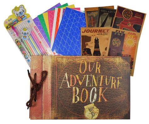 Our Adventure Book from Up! Inspired Scrapbook and Photo Album Adventure Book Scrapbook, Diy Album Photo, Our Adventure Book, Anniversary Scrapbook, Book Scrapbook, Album Photo Scrapbooking, Scrapbooking Vintage, Scrapbook Photo Album, Wedding Photo Books