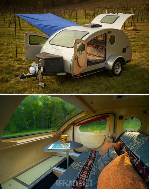 Vistabule Teardrop Camper Trailer Interior Ideas, Teardrop Trailer Interior, Teardrop Camper Interior, Teardrop Trailer Plans, Teardrop Camper Plans, Mini Caravan, Teardrop Caravan, Teardrop Camping, Kombi Motorhome