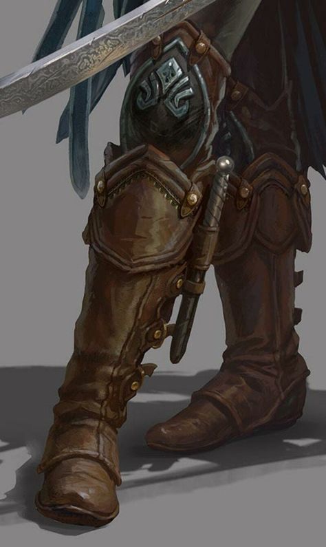 ArtStation - Elf Commander boots_Real_Time, Safwen Laabidi Leather Armour Dnd, Dnd Armor Design, Armor Boots, Medieval Boots, Elf Boots, Armor Drawing, Viking Armor, Ranger Boot, Victorian Boots