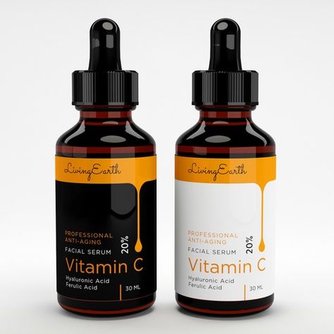 Vitamin C Facial Serum with Hyaluronic Acid and Ferulic Acid for customers valuing natural Product label contest winning#design#product#LE Serum Label Design, Vitamin C Facial, Vitamin C Benefits, Boost Collagen Production, Contest Winning, Packaging Ideas, Amazon Products, Vitamin C Serum, Ascorbic Acid