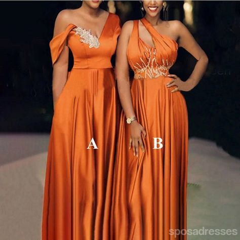 Mismatched Burnt Orange A-line Maxi Long Wedding Guest Bridesmaid Dres – SposaDresses Burnt Orange Bridesmaid Dresses, Cheap Bridesmaid Dresses Online, Wedding Maids, Burnt Orange Weddings, Orange Bridesmaid Dresses, Plus Size Cocktail Dresses, Burnt Orange Dress, Rainbow Wedding, Cheap Bridesmaid