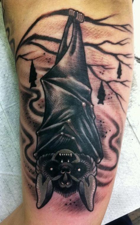 derek noble flash | Besides the bat is one such creature that has many stories and legends ... Upside Down Bat Tattoo, Upside Down Tattoo, Hanging Bat Tattoo, Upside Down Bat, Bat Tattoo Ideas, Anker Tattoo Design, Tattoo Ideas Men, Bats Tattoo Design, Bat Hanging