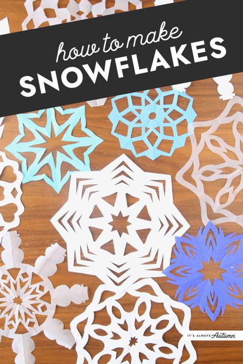 how to make paper snowflakes Paper Snowflakes Easy, Snowflakes For Kids, Make Paper Snowflakes, Make Snowflakes, Making Paper Snowflakes, Snowflakes Diy, Christmas Picture Books, Advent Crafts, Paper Snowflakes Diy