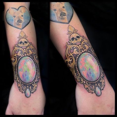 Opal Tattoo Ideas, Opal Tattoo Design, Gemstone Tattoos, Birthstone Tattoos, Opal Tattoo, Gemstone Tattoo, Tattoo Elements, Feminine Skull Tattoos, Guitar Artwork