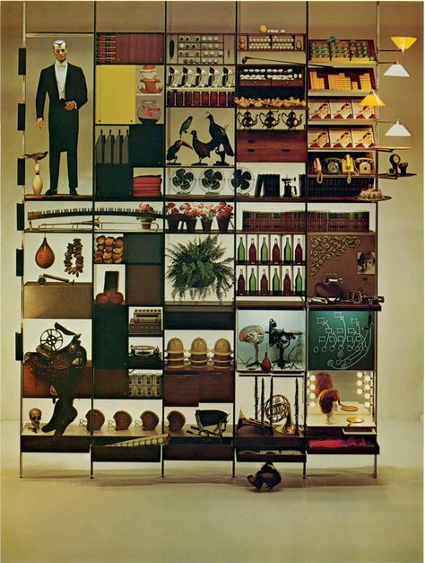 A beautifully decorated George Nelson Comprehensive Storage System by @hermanmiller George Nelson Floor Lamp, George Washington Smith Architecture, George Nelson Lamp, George Nelson Bubble, George Segal Sculpture, The Illusionist, Eames Office, George Nelson, Herman Miller