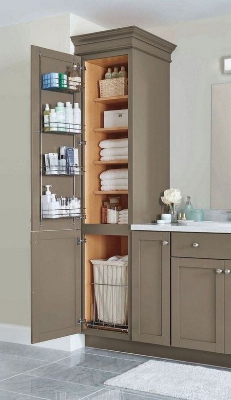 Bathroom Cabinet Makeover, Makeover Kamar Mandi, Bathroom Cabinets Diy, Simple Bathroom Remodel, Small Bathroom Storage, Simple Bathroom, Bathroom Remodel Master, Small Bathroom Remodel, Diy Bathroom