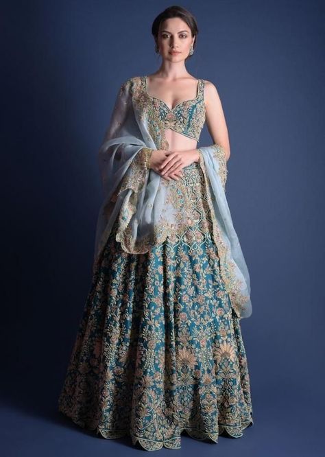 Teal Lehenga, Latest Designer Lehenga, Moroccan Motifs, Wedding Lehenga Designs, Designer Lehengas, Kalki Fashion, Indian Bride Outfits, Bridal Lehenga Collection, Indian Bridal Lehenga