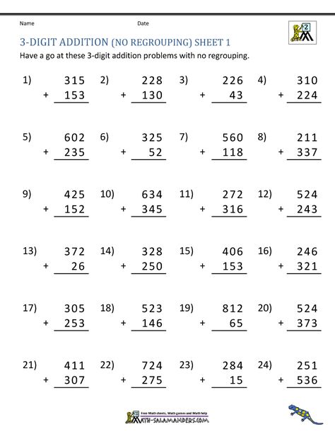 https://www.math-salamanders.com/image-files/3-digit-addition-no-regrouping-1.gif 3 Digit Addition Without Regrouping, 3 Digit Addition Worksheets, Addition No Regrouping, 3 Digit Addition With Regrouping, Vertical Addition, Addition Without Regrouping, Free Addition Worksheets, Math Addition Games, 3 Digit Addition