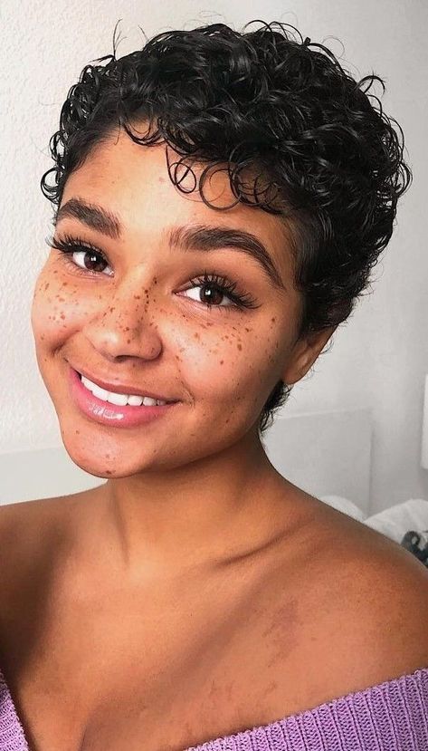 Super Short Pixie Curly Hair, Aiyana Lewis Short Hair, Super Short Curly Haircuts, Boycut For Girls Hairstyles, Super Short Curly Hair, Pixie Curly Hair, Aiyana Lewis, Pixie Cut Curly Hair, Curly Pixie Hairstyles