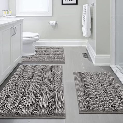 Bath Mat Ideas Bathroom, Oasis Decor, Grey Bathroom Rugs, Shower And Toilet, 3 Piece Bathroom, Rich Decor, Vibrant Decor, Toilet Rug, Bathroom Carpet