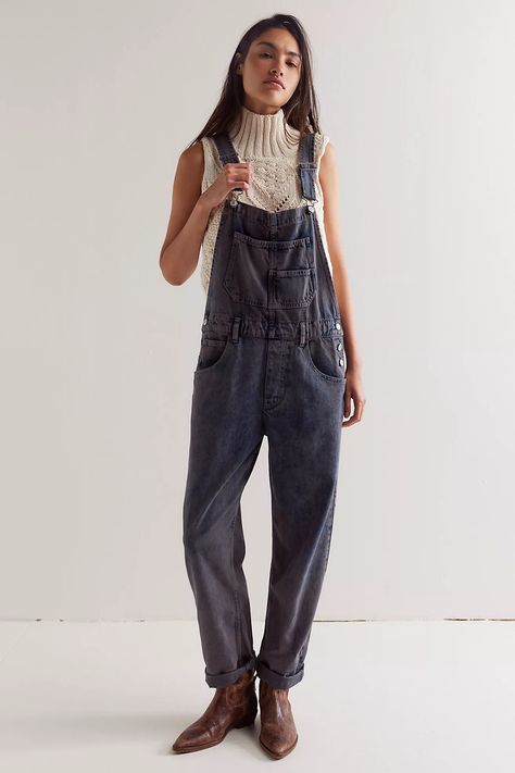 We The Free Ziggy Denim Overalls | Free People Slouchy Overalls, Black Overalls Outfit, Wishlist 2024, Overalls Outfit, Black Overalls, Fall Fits, 2024 Fashion, Denim Overalls, Fall Style