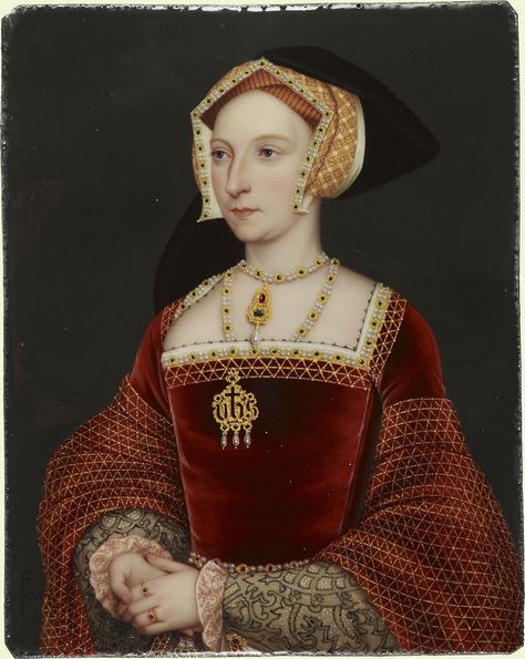 Queen Jane Seymour by Henry Bone, 1816 Jane Seymour Tudor, Ratu Elizabeth, 16th Century Fashion, Catherine Parr, German Costume, Hans Holbein The Younger, Wives Of Henry Viii, Tudor Fashion, Hans Holbein