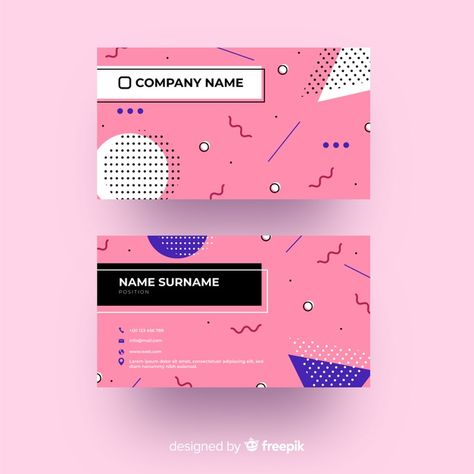 Memphis style business card template Free Vector | Free Vector #Freepik #vector #freebusiness-card #freebusiness #freevintage #freeabstract Cue Card, Card Template Free, Cue Cards, Free Business Card Templates, Memphis Style, Graphic Editing, Templates Downloads, Business Card Template, Vector Photo