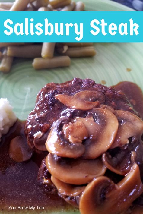 WW Salisbury Steak Recipe - You Brew My Tea Ww Dinner, Salisbury Steak Recipe, Cube Steak Recipes, Meals Dinner, Salisbury Steak Recipes, Weight Watchers Snacks, Ww Freestyle, Ww Points, Weight Watcher Dinners