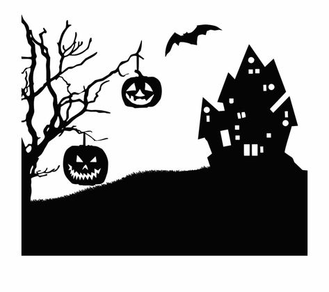 Free Halloween Silhouette Images, Download Free Clip Art, Free Clip Art on Clipart Library Halloween Silhouette Drawing, Halloween House Silhouette, Halloween Silhouettes Templates, House Halloween Party, Fall Festival Decorations, Halloween Deserts, Imprimibles Halloween, Halloween Silhouette, Image Halloween