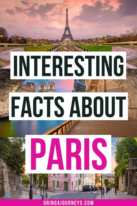 These 18 interesting facts about Paris will teach you all sorts of things you didn't know about this famous capital! For example, did you know that the largest bell in Notre Dame has a name? or that before Paris was “Paris,” it was a Roman city called “Lutetia" ? | paris facts | fun facts about paris | history facts about paris Paris History, Paris Video, Real Estate Fun, France Itinerary, About Paris, Paris Travel Tips, Paris Wallpaper, France Travel Guide, Roman City