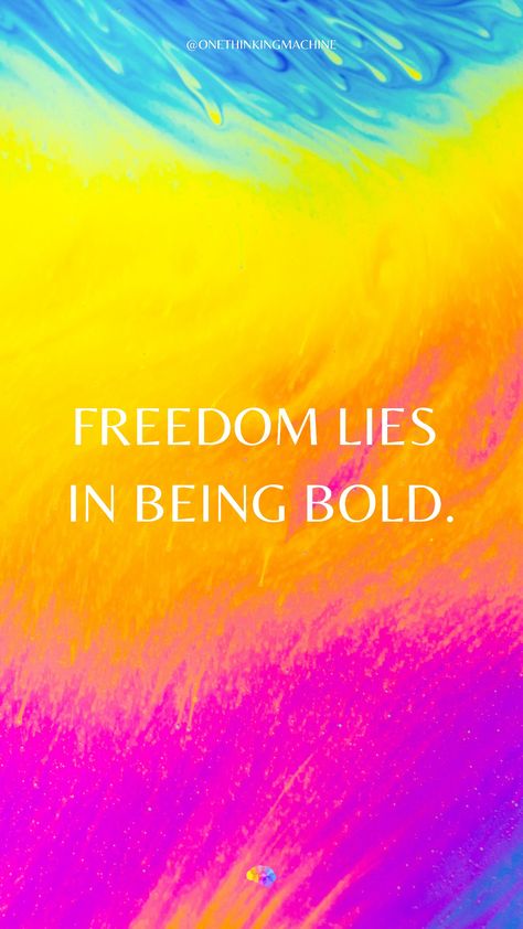 Freedom lies in being bold. #carpediem#motivationalquotes#motivation#inspirationalquotes#inspiration#quotes#quotestoliveby#quotesaboutlife#thinkpositive#onethinkingmachine#oneday Impact Quotes, Bold Quotes, Be Bold Quotes, Inspiration Quotes, Be Bold, Inspirational Quotes, Quotes, Quick Saves