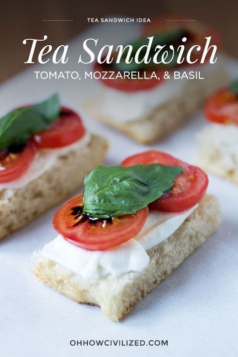 Dainty and delicious Tomato, Mozzarella, & Basil Caprese Tea Sandwich #teasandwiches #caprese #smallbites #bento Tea Sandwich Ideas, Houses Futuristic, Tea Pairings, Amazing Sandwiches, Cucumber Sandwiches Recipes, Italian Bruschetta, Turkey Sandwiches Recipes, Tomato Mozzarella Basil, Basil Tea