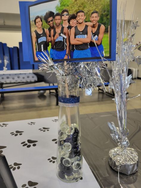 Sports Banquet Centerpieces Cross Country, Xc Banquet Centerpieces, Cross Country Banquet Centerpieces, Sport Banquet Centerpieces, Sport Banquet Ideas, Cross Country Banquet Ideas, Cross Country Coach Gift Ideas, Cross Country Banquet, High School Sports Banquet